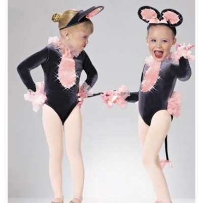 Children toddlers Little Mouse Cosplay outfits Christmas grey with pink New Year Dressing girls jazz Children's Performance Clothing Stage Dance wear for kids