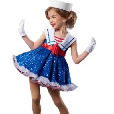 Children's toddlers Sailor Jazz dance dress modern dance Performance Clothing Dance fluffy skirt stage performance costume
