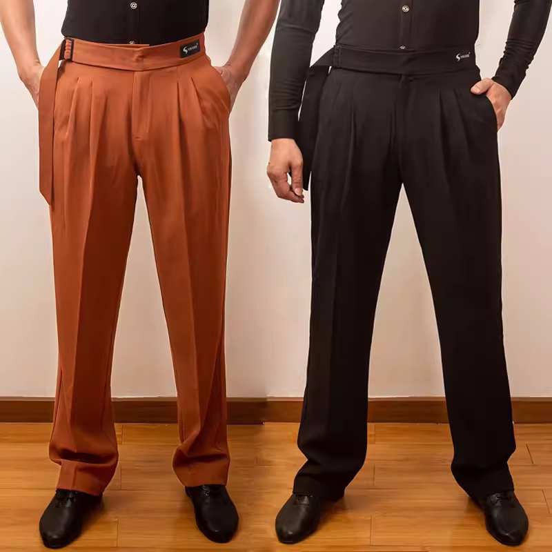 Men's black grey Dance Pants National standard jitba salsa rumba jive ballroom dance practice pants Dancing long trousers for man
